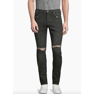 Purple Brand P001 Jeans Mens 31 Black Distressed Paint Splatter Mens Size